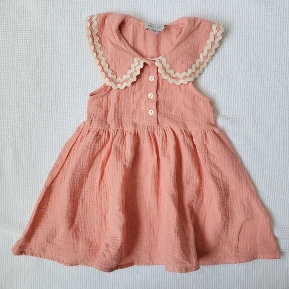 Mipounet Other - MIPOUNET Coral Alice Muslin Collared Dress Size 2T Preppy Organic Event Gauzy